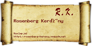 Rosenberg Kerény névjegykártya
